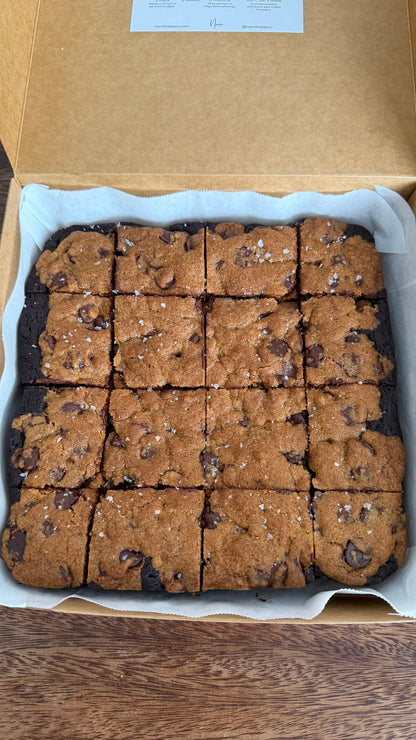 Box of 16 dark chocolate sea salt brookie slices